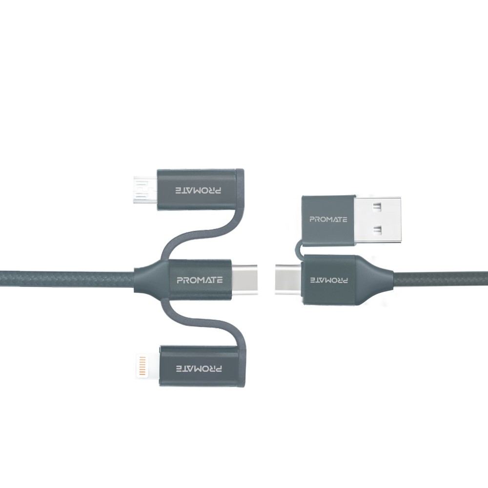 Promate Pentapower 6-In-1 Multi Connector USB Cable 1.2M Grey