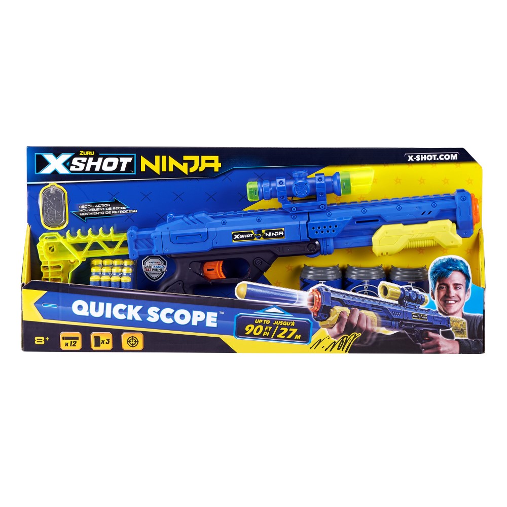 X-Shot Ninja Quick Scope Blasters (Includes 3 Cans + 12 Darts)