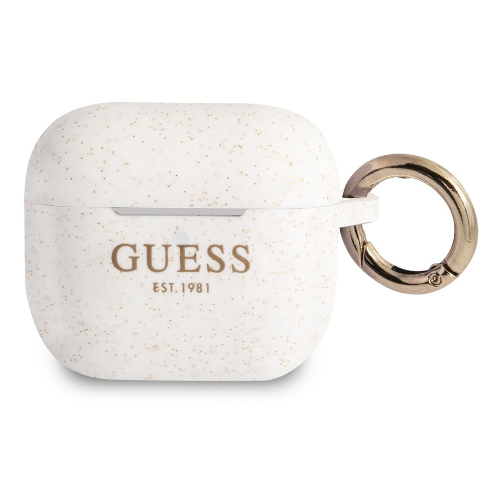 Guess Logo Glitter Silicone Case for Apple AirPods 3 White