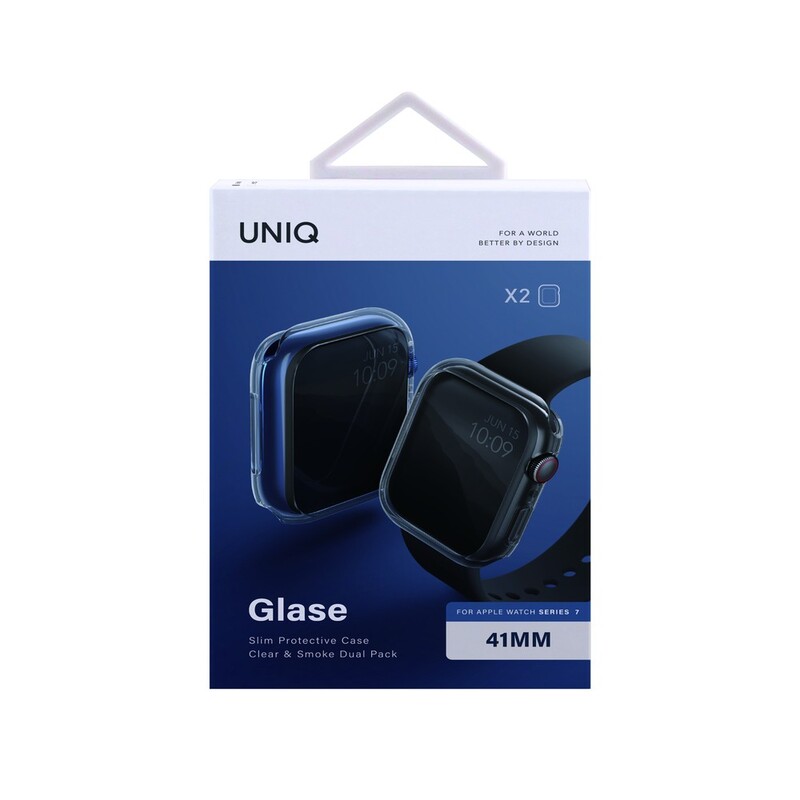 UNIQ Glase Apple Watch Series 7 Case Dual Pack 41mm Clear/Smoke UNIQ Glase Apple Watch Series 7 Case Dual Pack 41mm Clear/Smoke