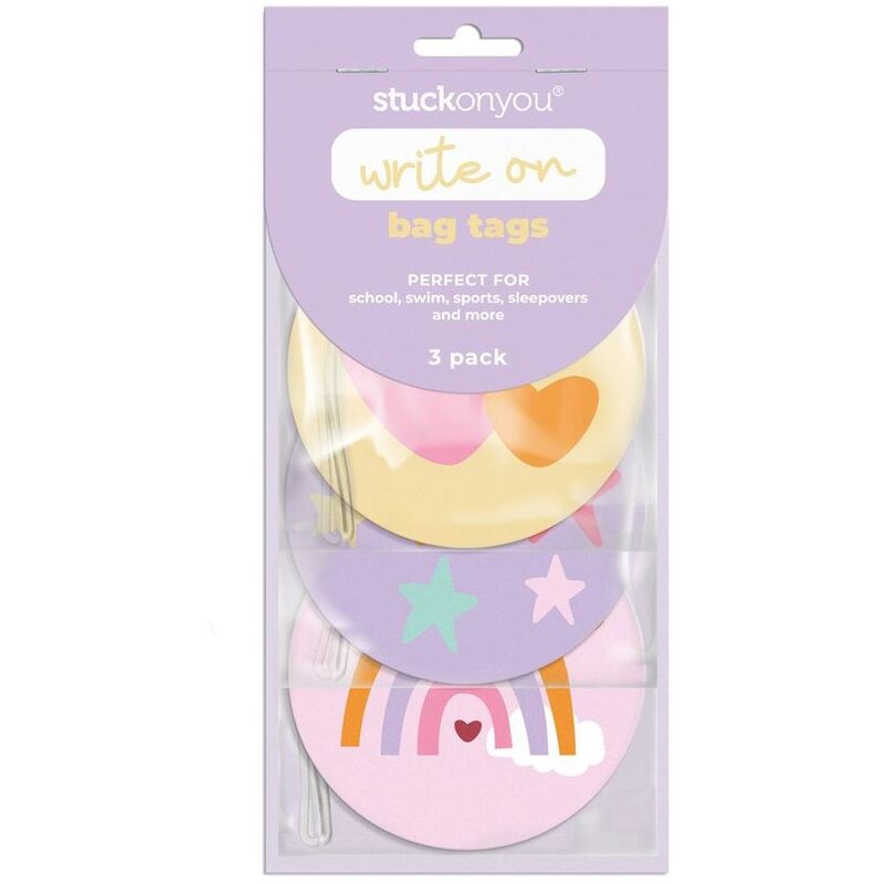 Stuck on You Write on Bag Tags - Pastel Party (3 Pack) Stuck on You Write on Bag Tags - Pastel Party (3 Pack)