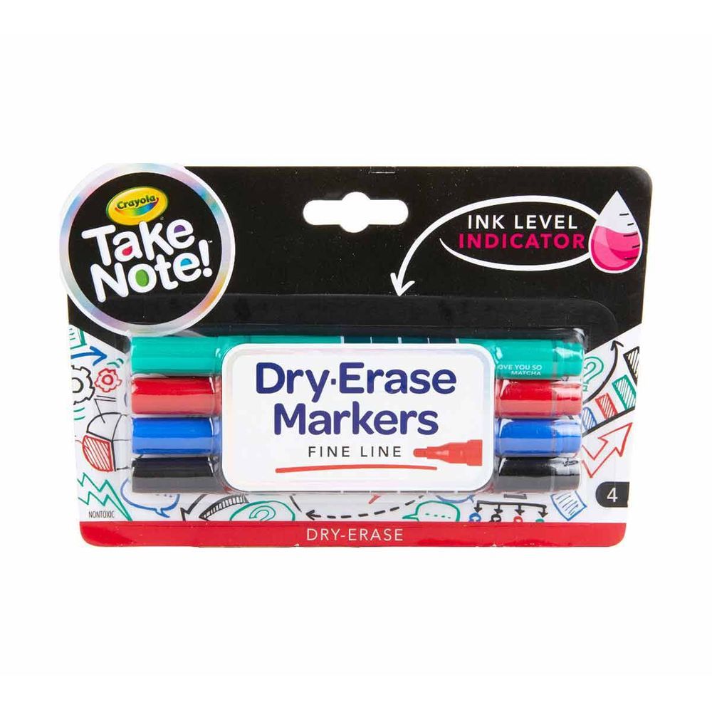 Crayola Take Note Fine Line Dry-Erase Colored Markers (Set of 4)