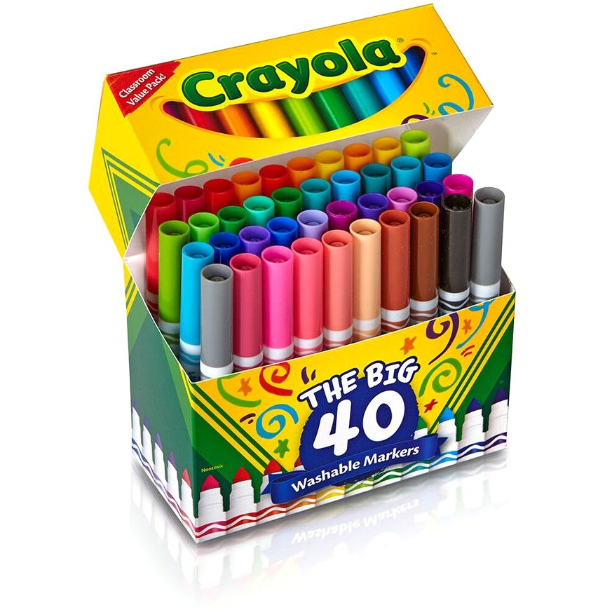 Crayola Ultra-Clean The Big 40 Washable Broad Line Markers (Set of 40)