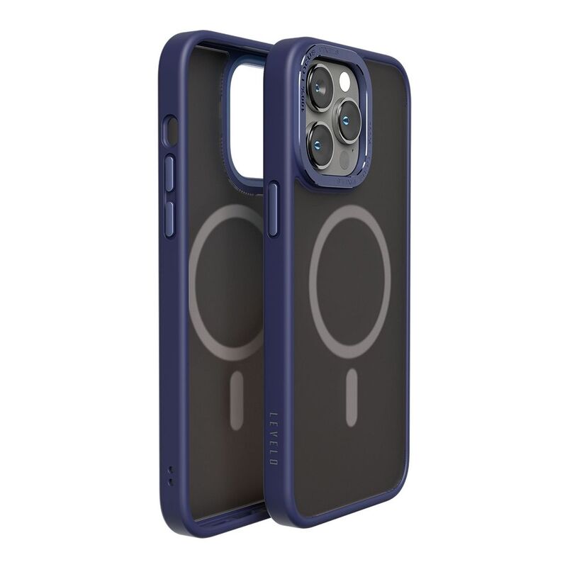 Levelo Magsafe Kayo Matte Back Case for iPhone 14 Pro Max - Blue/Blue