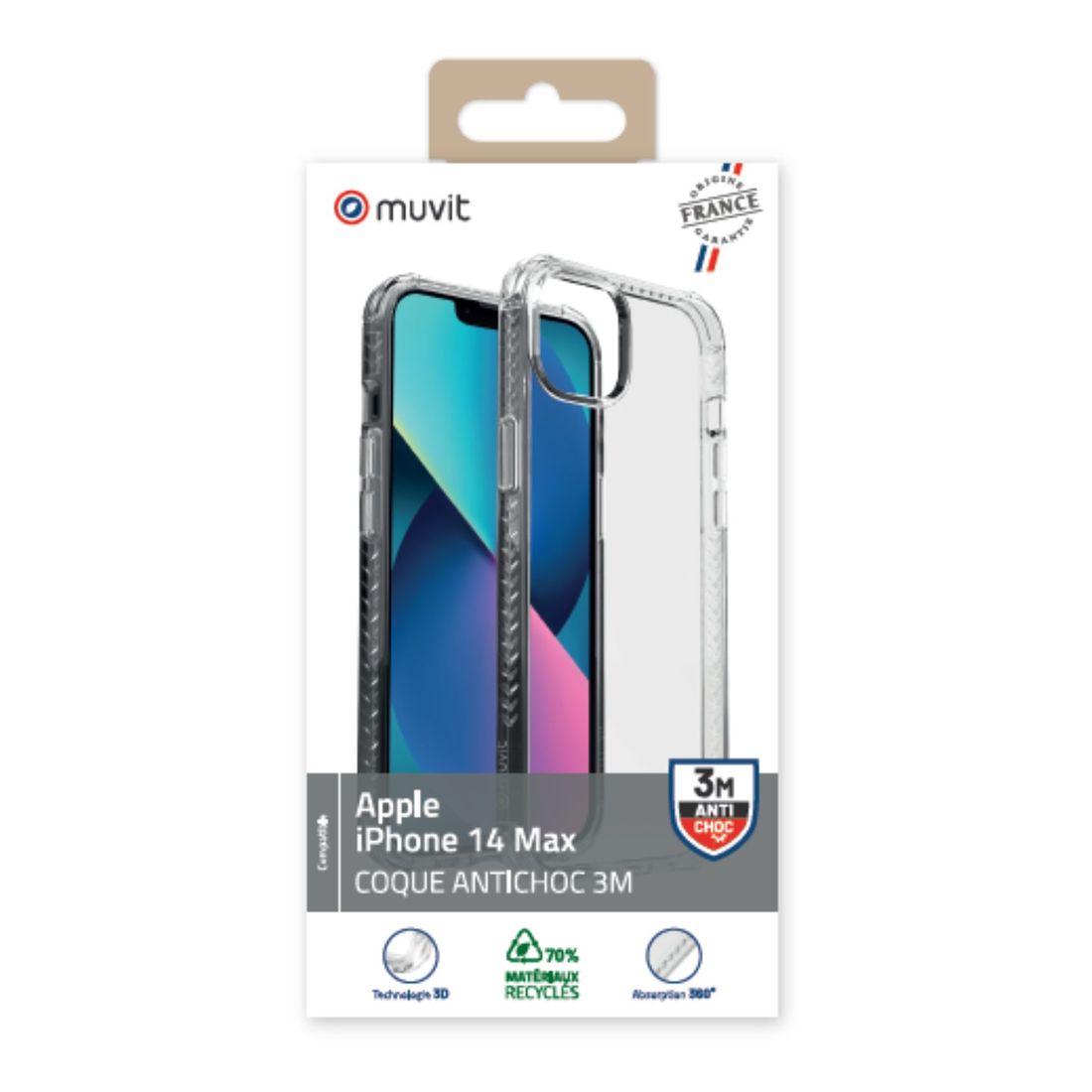 Muvit For France Shockproof Case 3M For iPhone 14 Pro - Clear