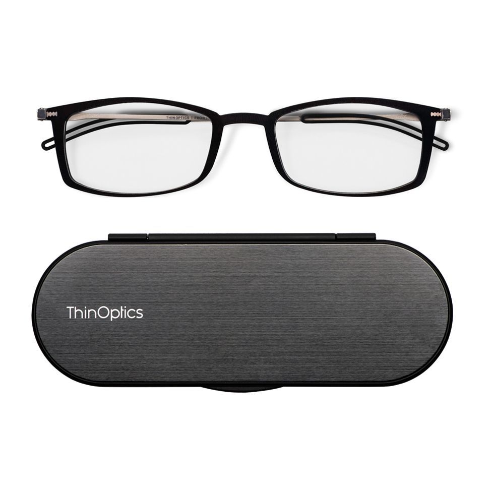 Thinoptics Brooklyn Reading Glasses With Milano Case - Clear (+2.5)