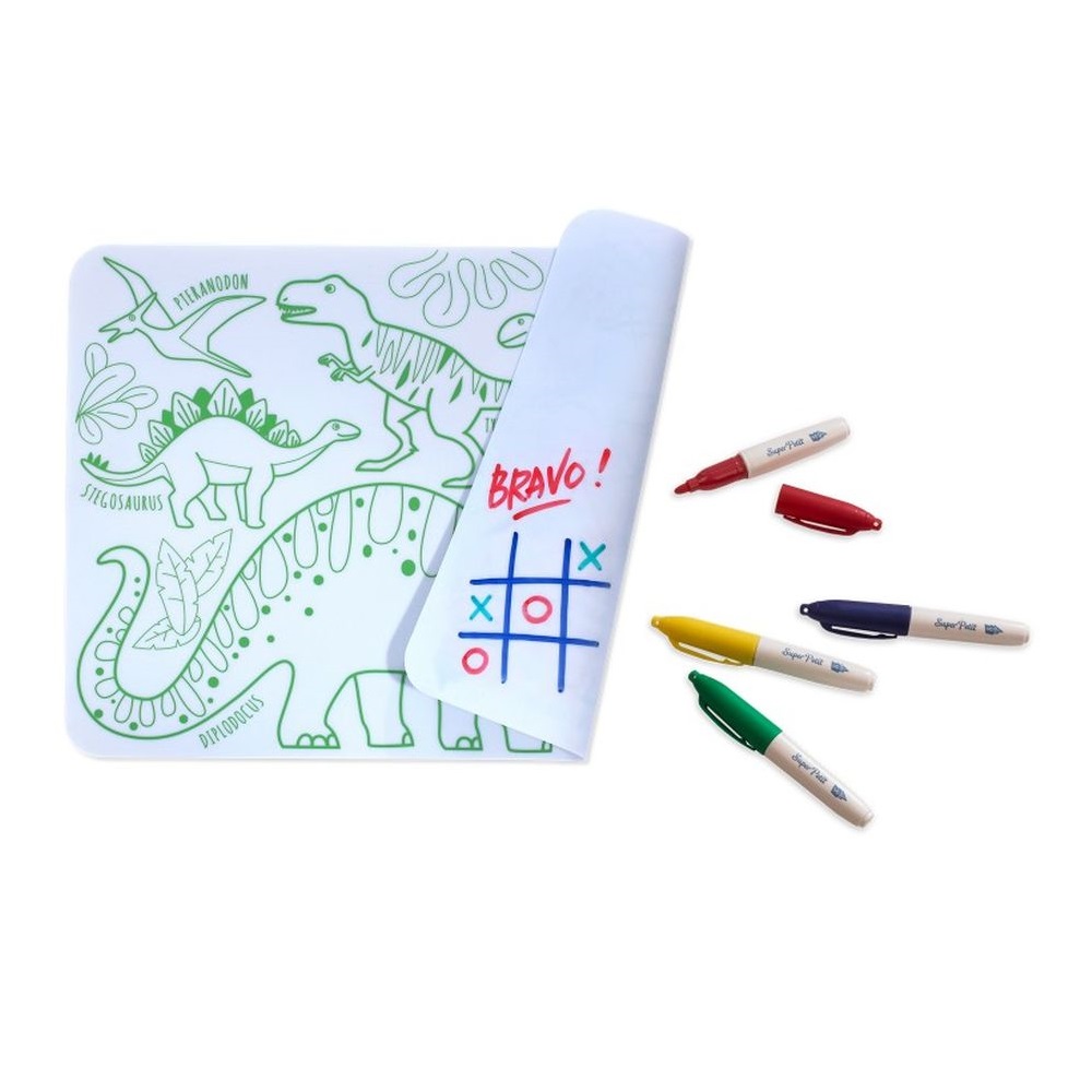 Super Petit Mini Playmat Dino Silicone Colouring Mat Kit