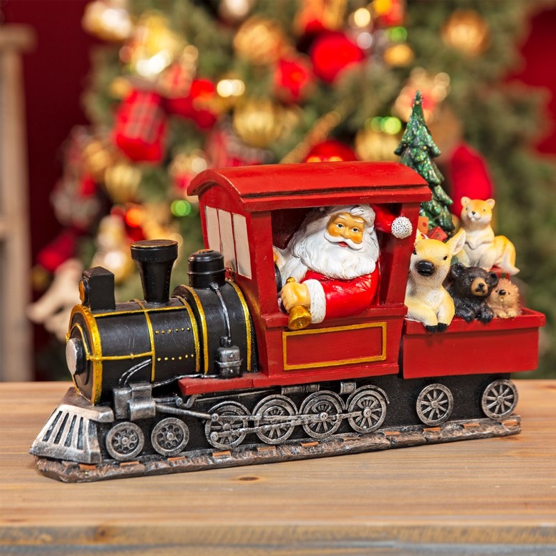 Santa Express Santa Driving Train With Light Up Tree