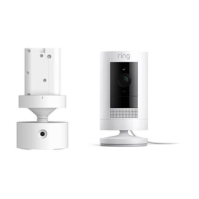 Ring Indoor/Outdoor Camera Plug-In + Pan-Tilt Mount For Stick Up Camera - White (Bundle)
