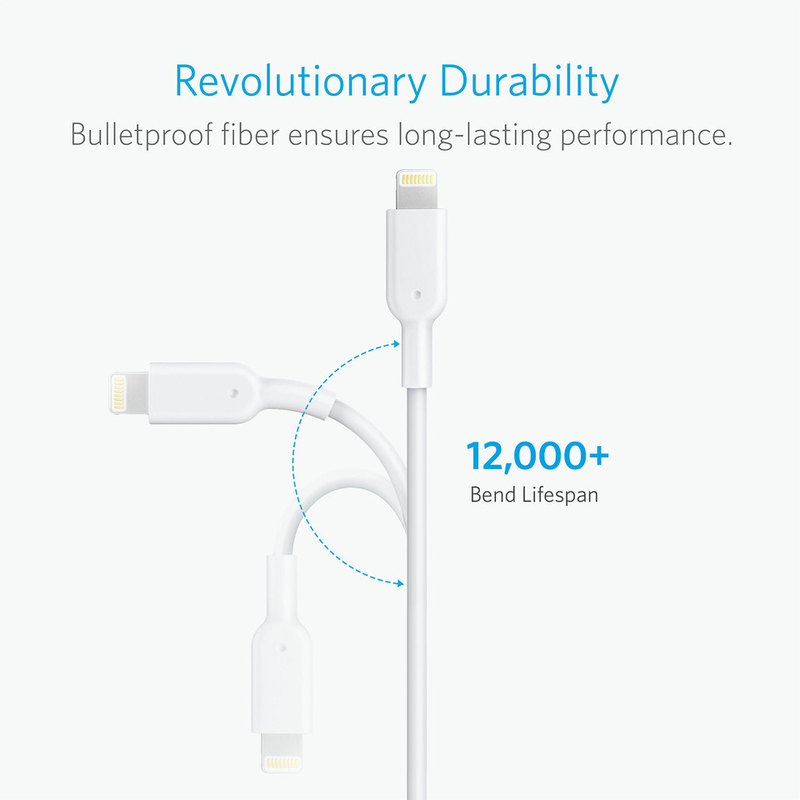 Anker PowerLine II with Lightning Connector 3ft White