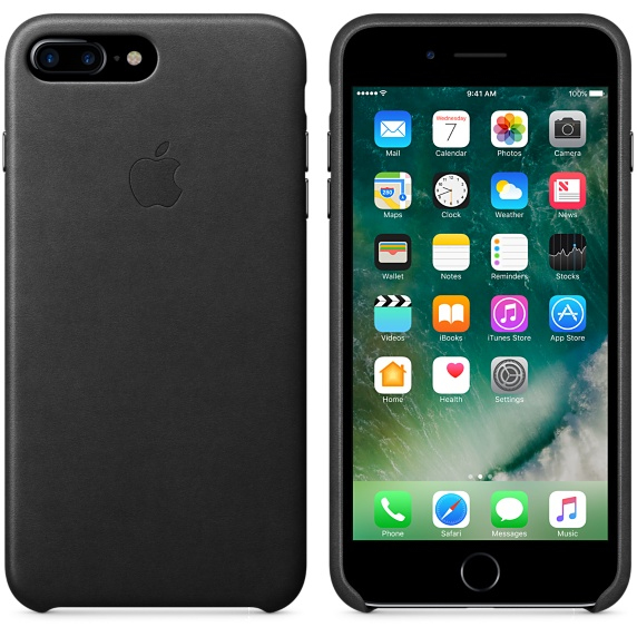 Apple Leather Case Black iPhone 8/7 Plus