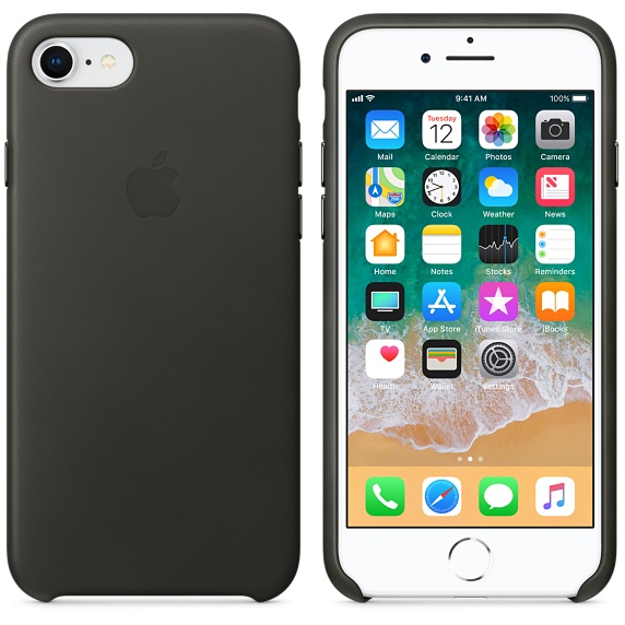 Apple Leather Case Charcoal?Grey for iPhone 8/7