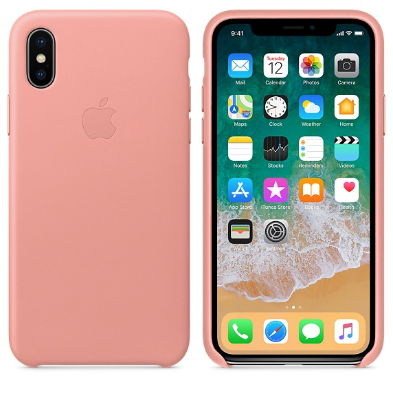 Apple Leather Case Soft Pink For iPhone X