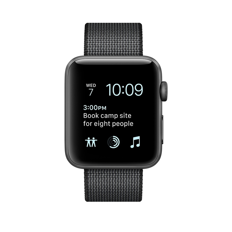Apple Watch Series 2 42mm Space Grey Aluminium Case Black Woven Nylon Band