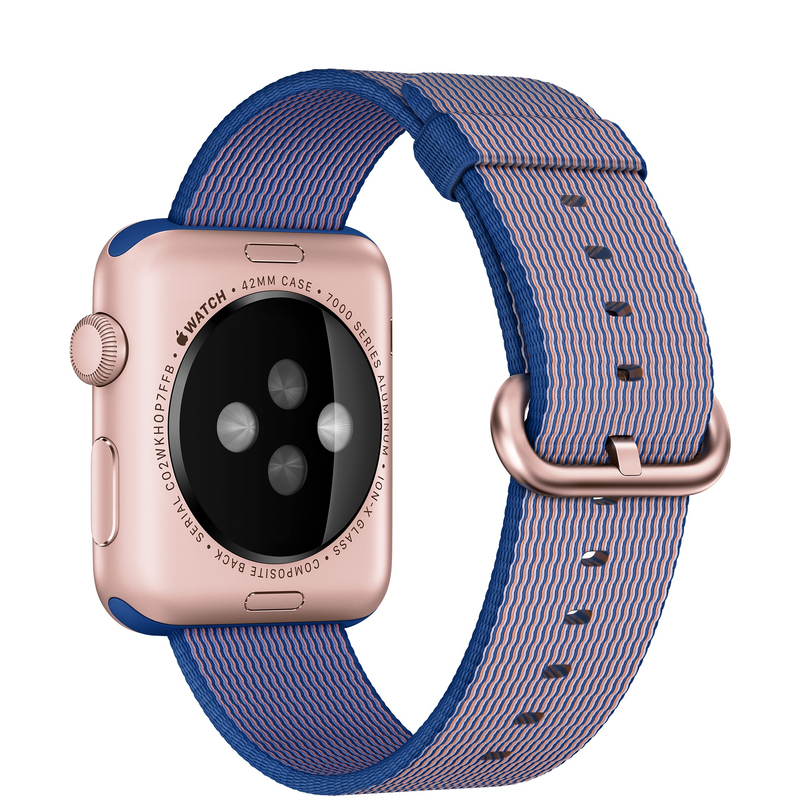 Apple Watch 42mm Rose Gold Aluminium Case With Royal Blue Woven Nylon