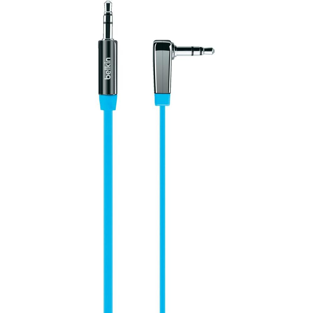 Belkin 3.5mm Flat Right Angle Aux Cable Blue 0.9M