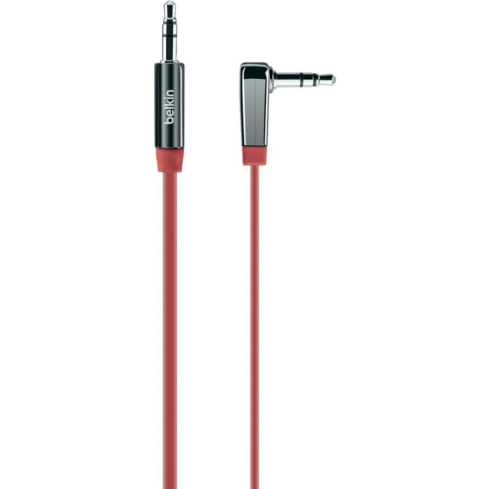 Belkin 3.5mm Flat Right Angle Aux Cable Red 0.9M