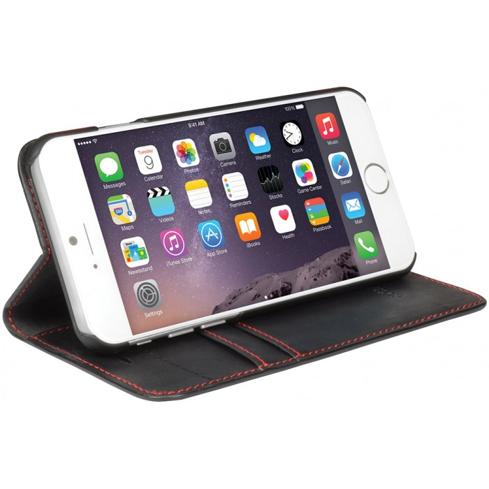Cygnett Urban Pu Flip Wallet Case Black/Red Trim iPhone 6