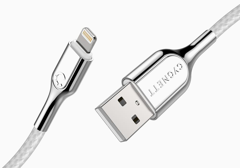 Cygnett Armoured Braided Lightning to USB-A Cable 10cm White