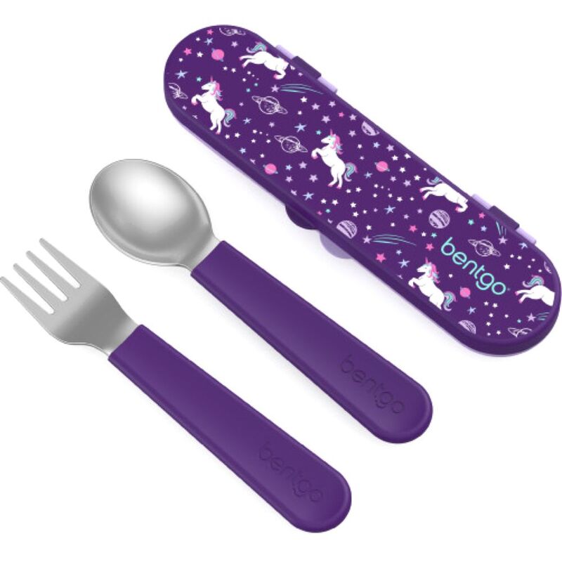 Bentgo Kids Stainless Steel Utensils Set Unicorn Purple