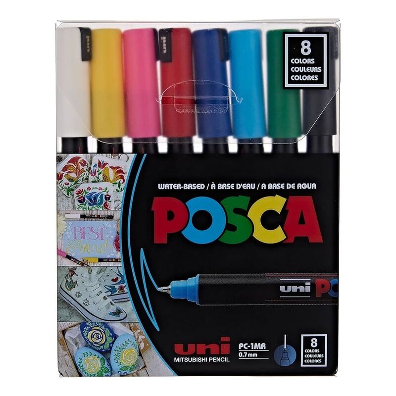 Uni-Ball Posca PC-1MR Soft Colors Extra Fine Tip Markers (Set of 8)
