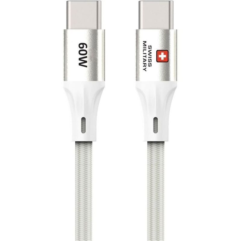 Swiss Military Type C To Type C 1.2M 60W Premium Braided Cable - White Swiss Military Type C To Type C 1.2M 60W Premium Braided Cable - White