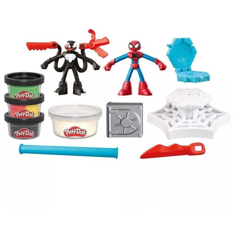 Play-Doh Marvel Spiderman Launch & Slice Battle Playset with 2 Bendy Action Figures