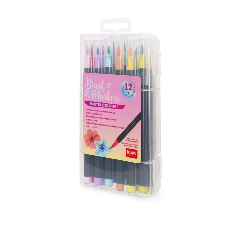 Legami Set of 12 Brush Markers - Pastel Colours Legami Set of 12 Brush Markers - Pastel Colours