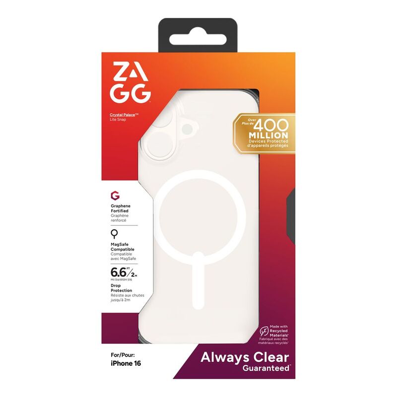 Zagg Cases PH Crystalpal Lite Snap Apple iPhone 16 SM - Clear