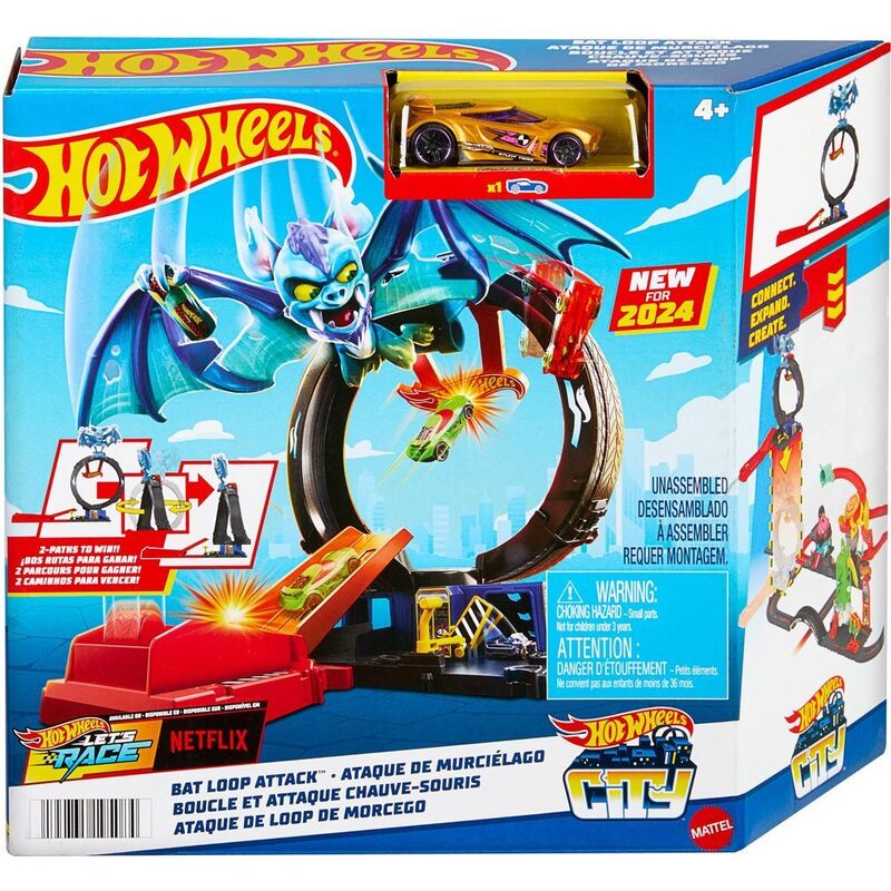 Hot Wheels City Bat Loop Attack With 1 Hot Wheels Car Playset