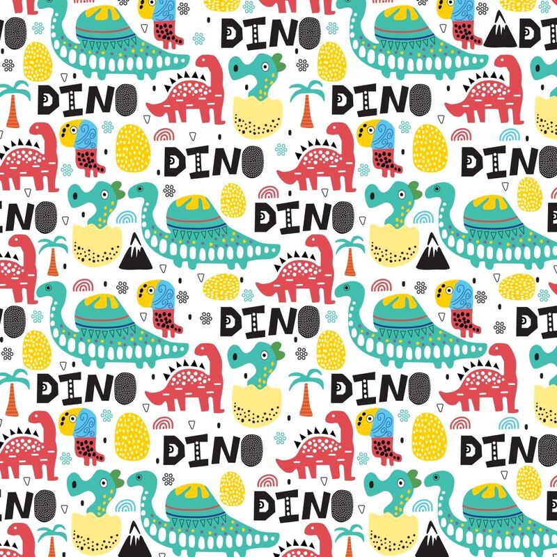 Share The Love Dino Gift Wrapping Paper - White (Roll)