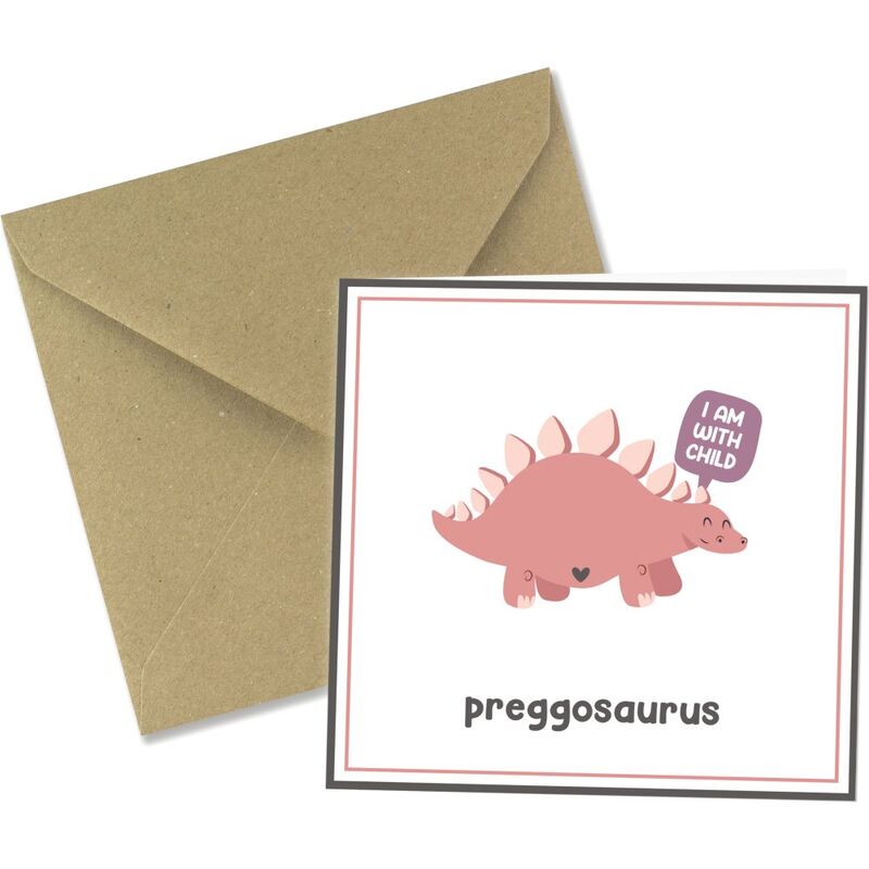 Share The Love Preggosaurus, I Am With Child - Baby Shower Greeting Card (15 x 15 Cm) Share The Love Preggosaurus, I Am With Child - Baby Shower Greeting Card (15 x 15 Cm)