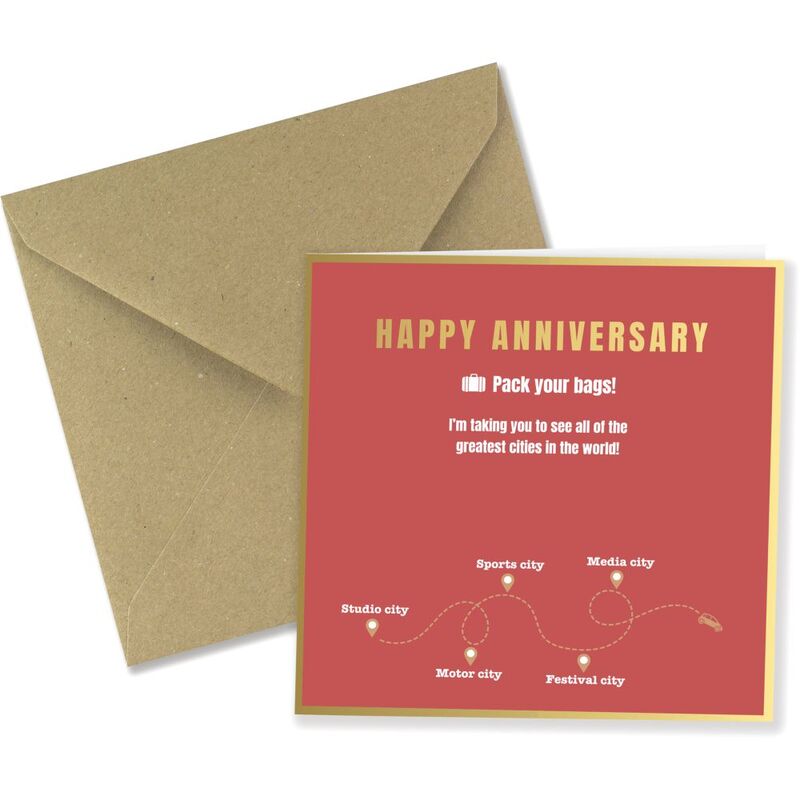 Share The Love Happy Anniversary, Pack Your Bags - Anniversary Greeting Card (15 x 15 Cm) Share The Love Happy Anniversary, Pack Your Bags - Anniversary Greeting Card (15 x 15 Cm)