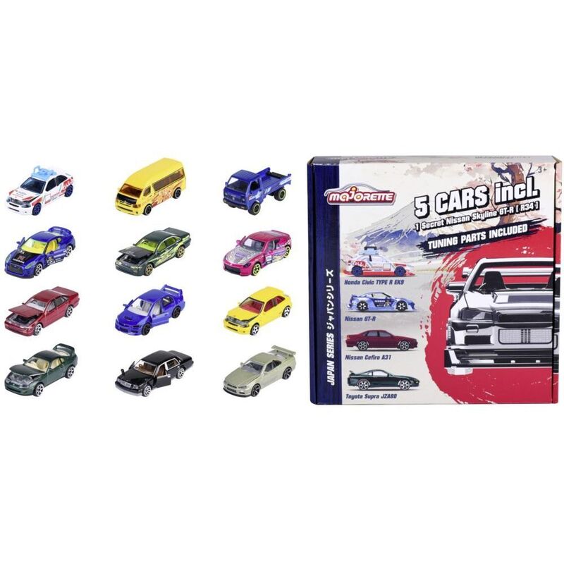 Majorette Japan Series with 5 Cars & Tuning Parts Included Pack (Assorted - Includes 1)