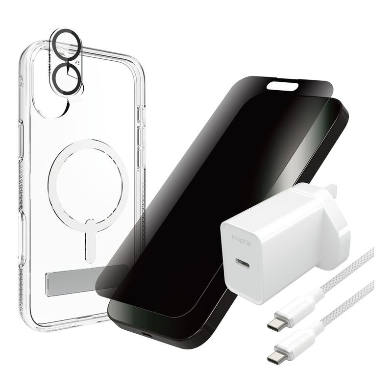 Zagg Crystal Palace Litesnapks/ Glass Eliteprivacy/Glass Elite Anti Glare Camera/ Cable & Power Bundle for iPhone 16 Zagg Crystal Palace Litesnapks/ Glass Eliteprivacy/Glass Elite Anti Glare Camera/ Cable & Power Bundle for iPhone 16