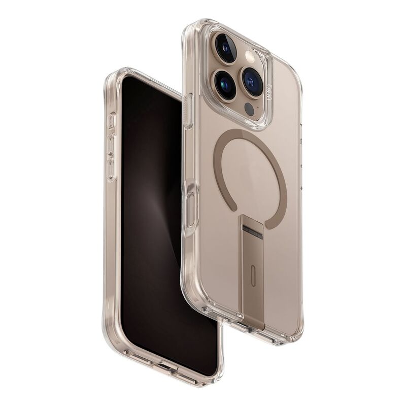 UNIQ Hybrid iPhone 16 Pro (2024) Case 6.3 Magclick Charging Eleva With Vertical Stand Taupe Gold (Taupe Gold)