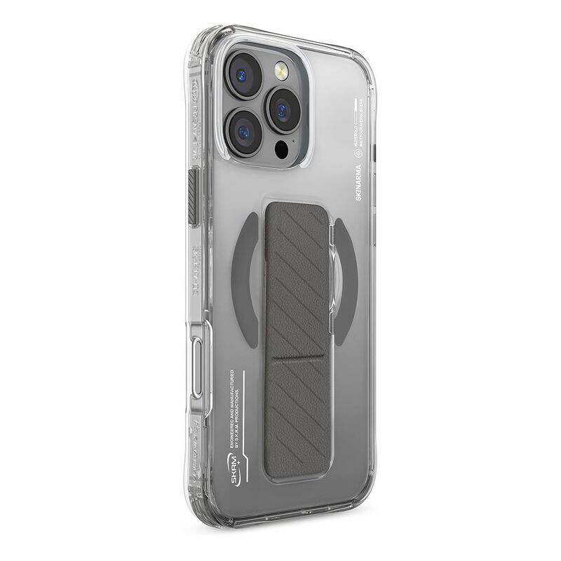 SkinArma iPhone 16 Pro Max 6.9 (2024) Case Axon (Mag-Charge + Grip-Stand) Titanium