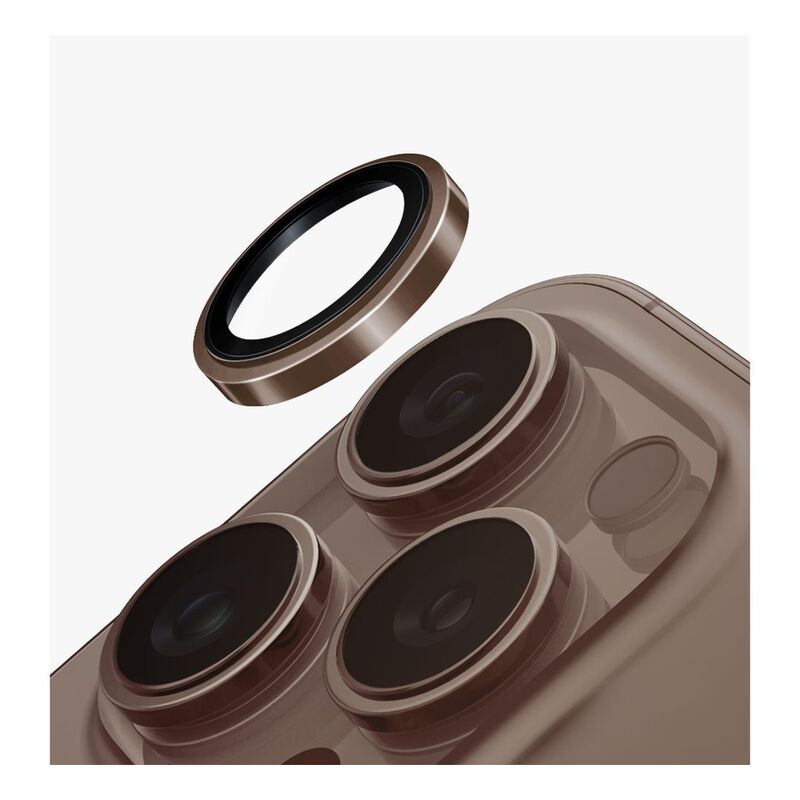 UNIQ Optix iPhone 16 Pro/Pro Max 6.3/6.9 (2024) Stainless Steel Frame Sapphire Camera Lens Protector - Gilded Gold (Gilded Gold)