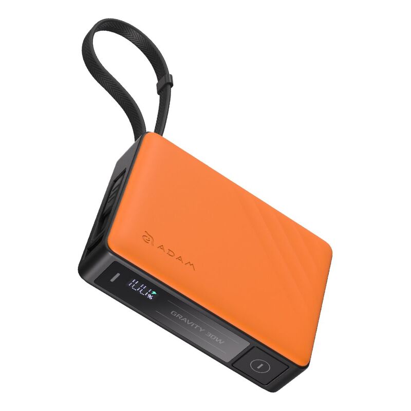 ADAM elements GRAVITY 30W Fast Charging 10000mAh Power Bank with Built-In Cable - Orange