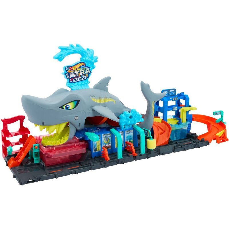 Hot Wheels City Color Reveal Ultra Shark Car Wash Playset With 1 1.64 Die-Cast Car