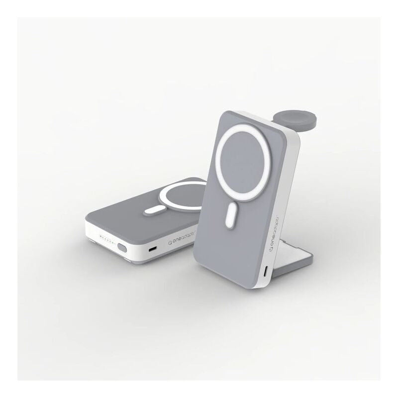 One Adaptr OneGo 5 In 1 MagSafe Wireless Charging Stand PowerBank - Grey