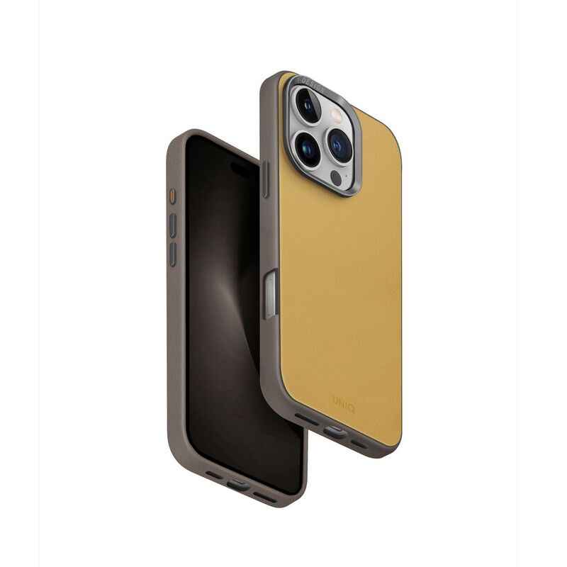 Uniq Hybrid iPhone 16 Pro Max Magclick Charging Lyden Case - Canary Yellow/Flint Grey