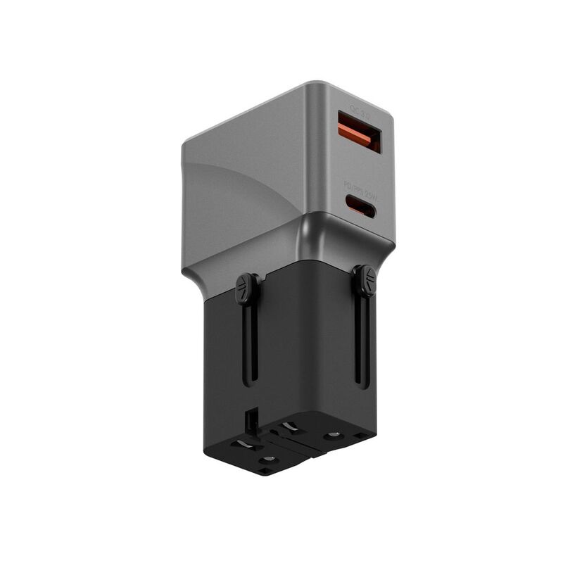Energea Travelworld Adapter 25/ 1A1C 25W - Gunmetal Black