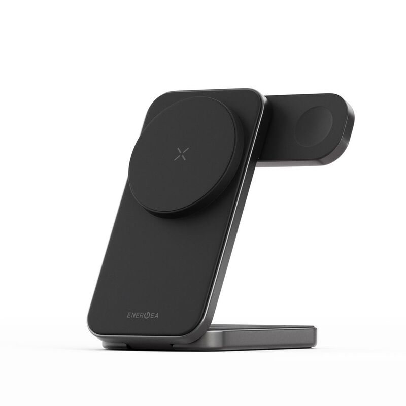 Energea Magtrio Plus 3-In-1 Foldable Qi2 Magnetic Fast Wireless Charger - Gunmetal
