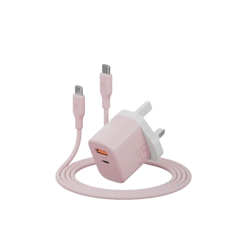 Energea Bundle Goport Velox Bundle UK Charger 35W With Weave Cable - Peach