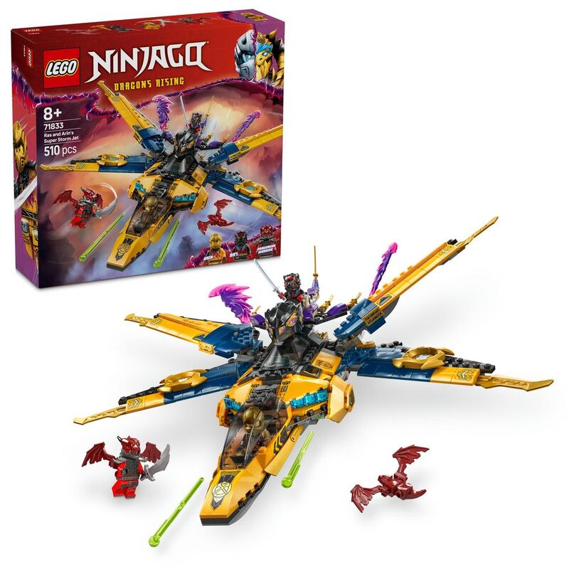 LEGO Ninjago Dragons Rising Ras And Arin's Super Storm Jet 71833 (510 Pieces)