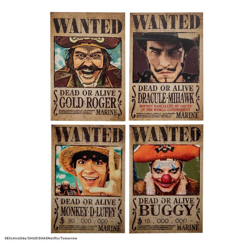 Cinereplica One Piece Wanted Poster Fridge Magnet Pack (Pack of 4)