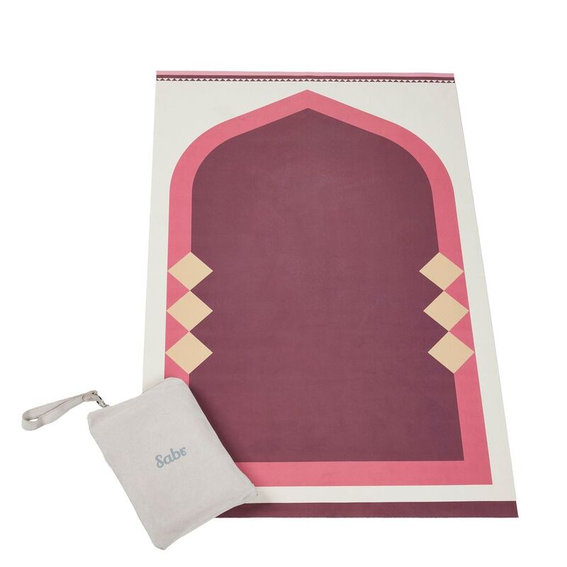 Sabr Lahore Compact Prayer Mat - Burgundy (68 x 107 x 0.1cm)