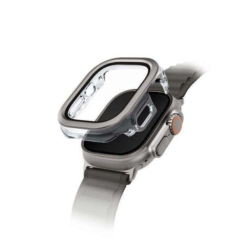 Uniq Voute Watch Case With Tempered Glass Screen 49mm - Titanium Silver
