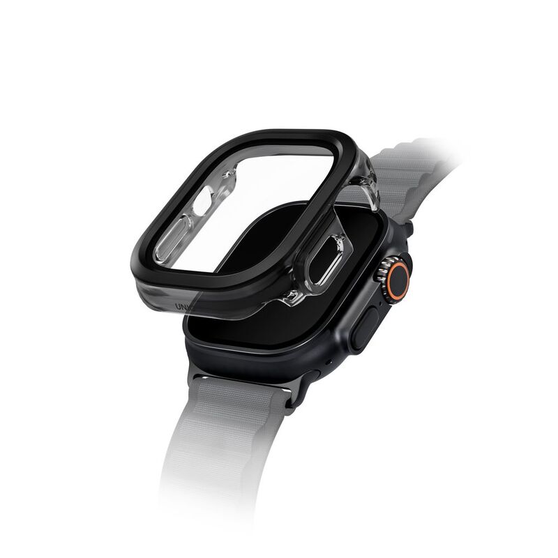 Uniq Voute Watch Case With Tempered Glass Screen 49mm - Jet Black